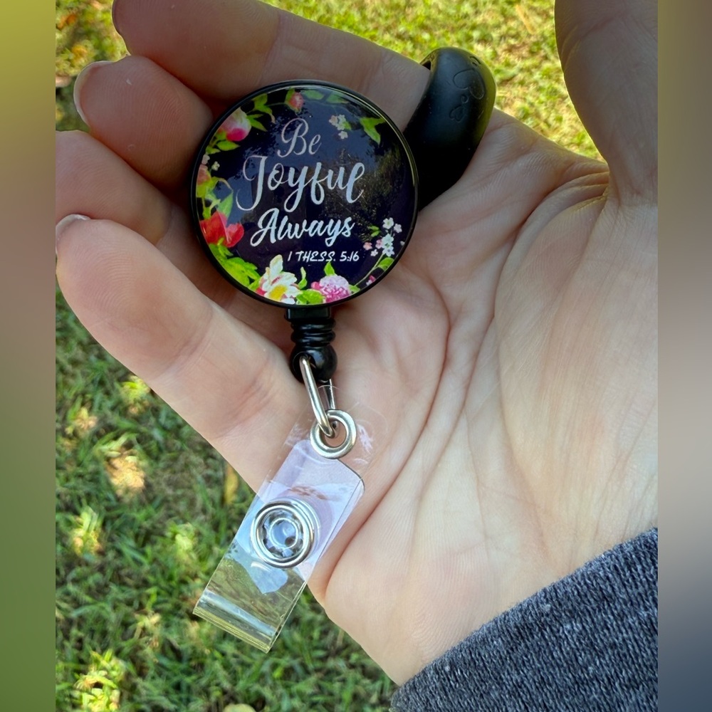 Floral Badge Reel with Inspirational Quote